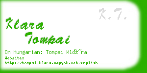 klara tompai business card